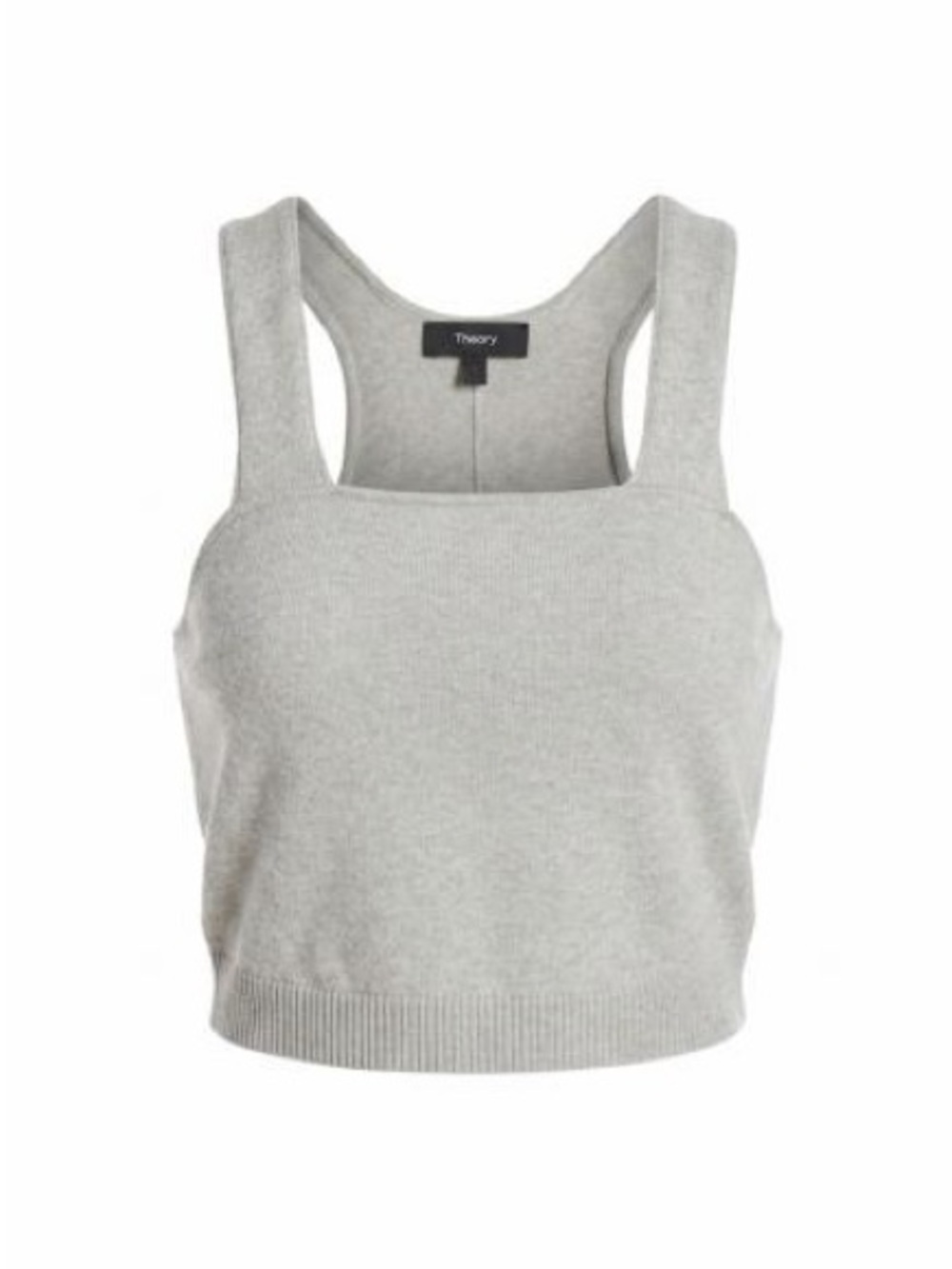 THEORY | S | Light Heather Gray Square Neck Crop Clean Cotton Cashmere Tank Top